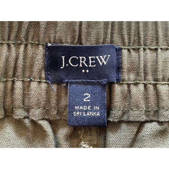 J. Crew Factory Olive Green Linen Blend Drawstring Cuffed Ankle Pants, Size 2 - Picture 5 of 13